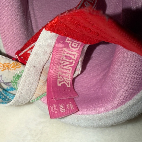 PINK Victoria's Secret Multicolor T-Shirt Bra with Adjustable Red Straps - Picture 4 of 4